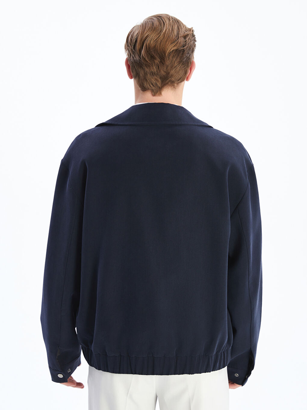 Lacivert Standart Kalıp Gömlek Yaka Erkek Mont-4