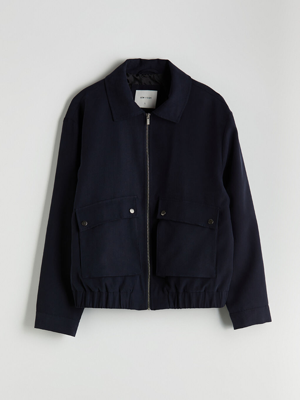 Lacivert Standart Kalıp Gömlek Yaka Erkek Mont-5