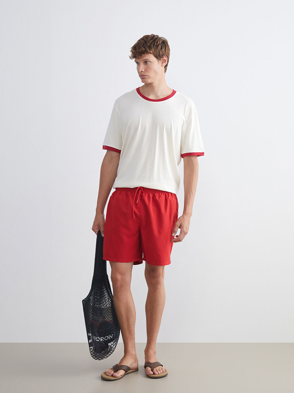 Kırmızı Kısa Boy Erkek Deniz Şortu