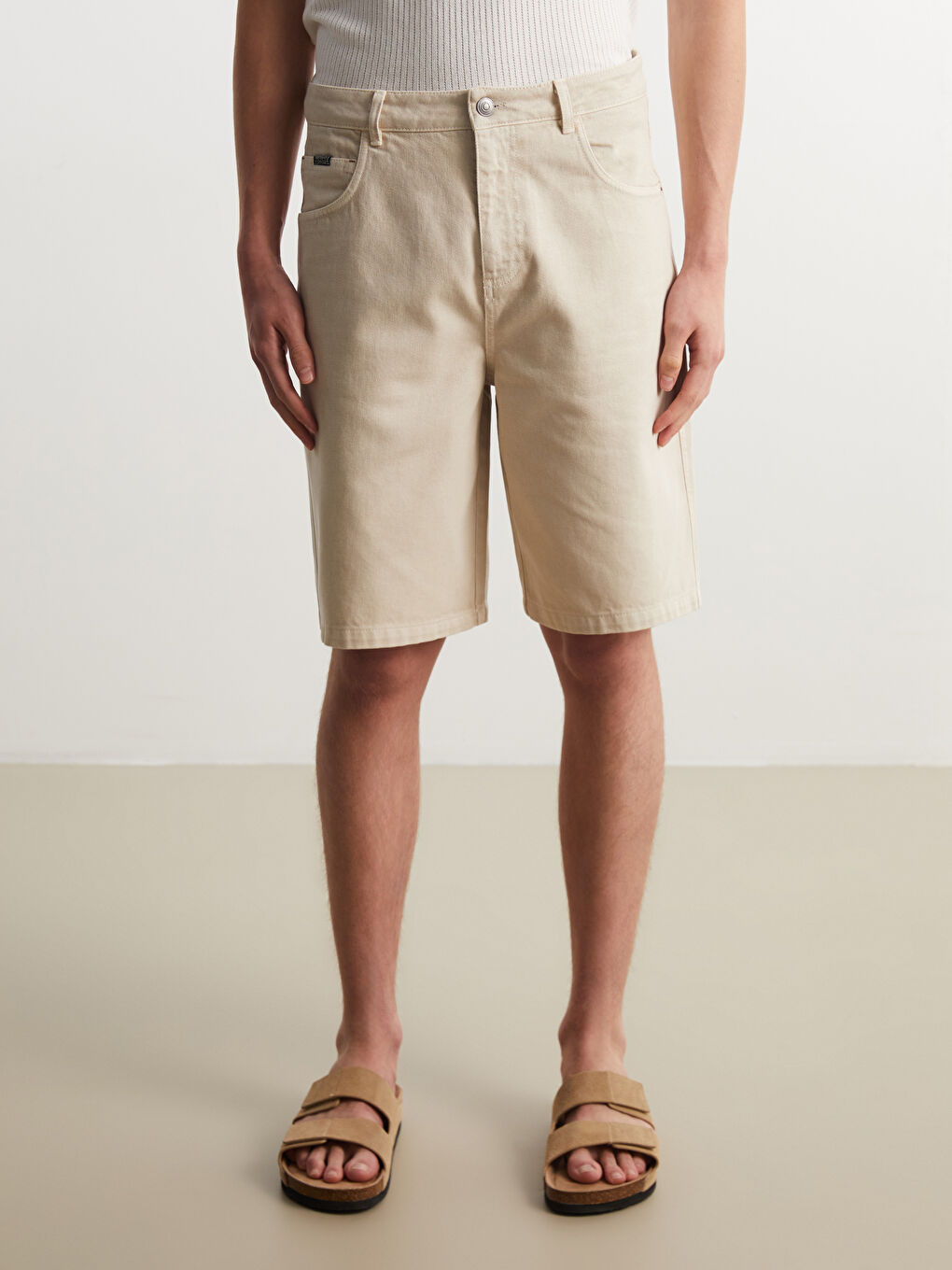 Regular Fit Gabardine Men's Shorts -S5OO22Z8-HZZ
