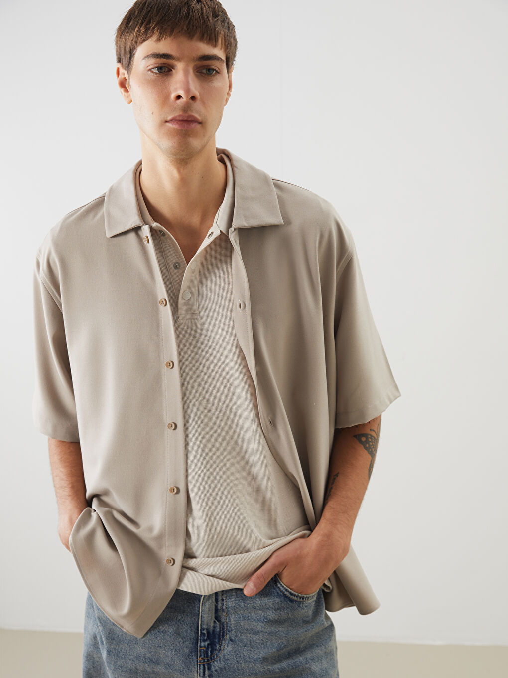 Comfortable Fit Short Sleeved Men's Shirt -S5OO27Z8-J00
