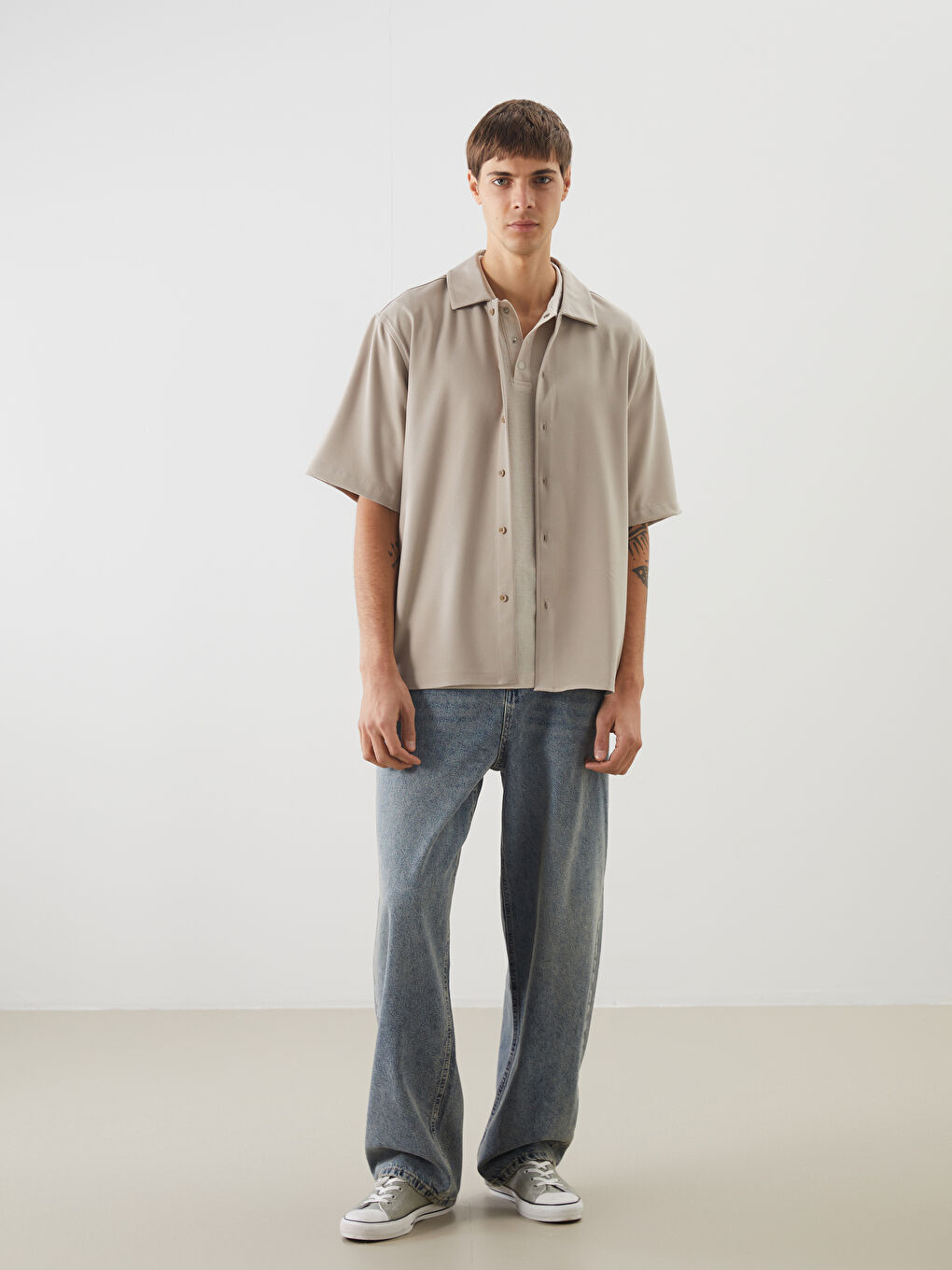 Comfortable Fit Short Sleeved Men's Shirt -S5OO27Z8-J00