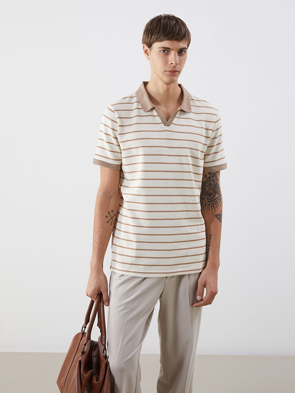 Polo Neck Striped Men's T-Shirt -S5OO34Z8-ELZ
