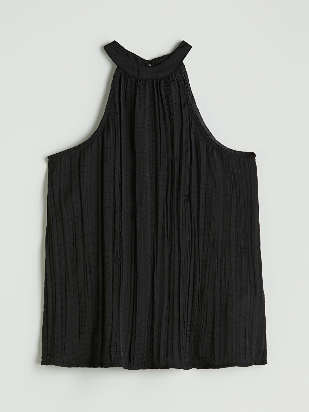 Halter Neck Ruched Satin Blouse-4