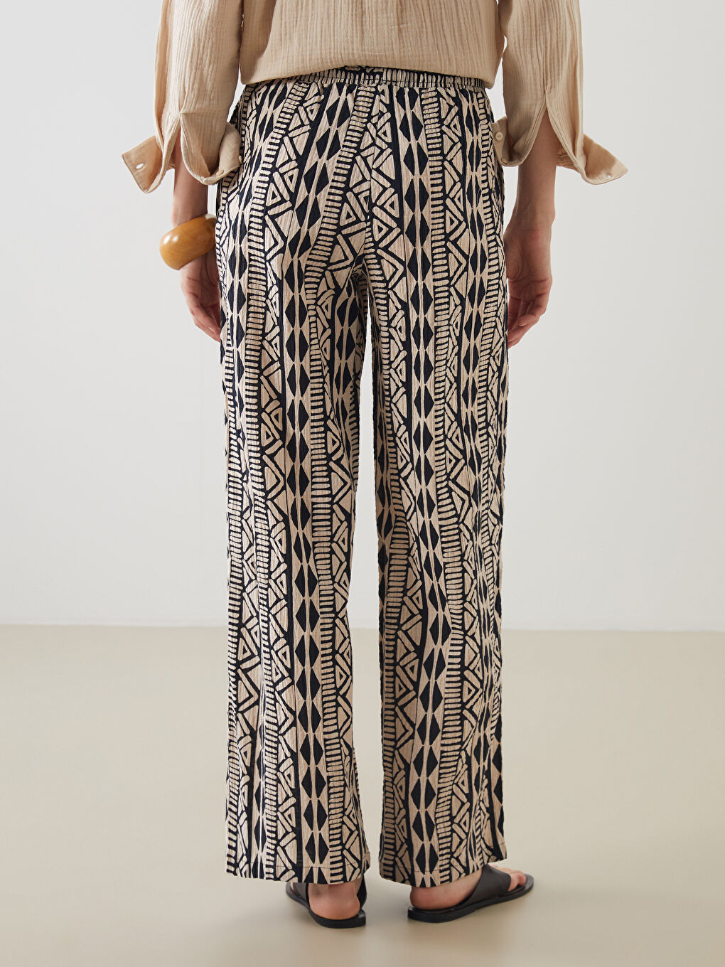 Elasticated Waist Patterned Muslin Women's Trousers -S5OO61Z8-LQJ