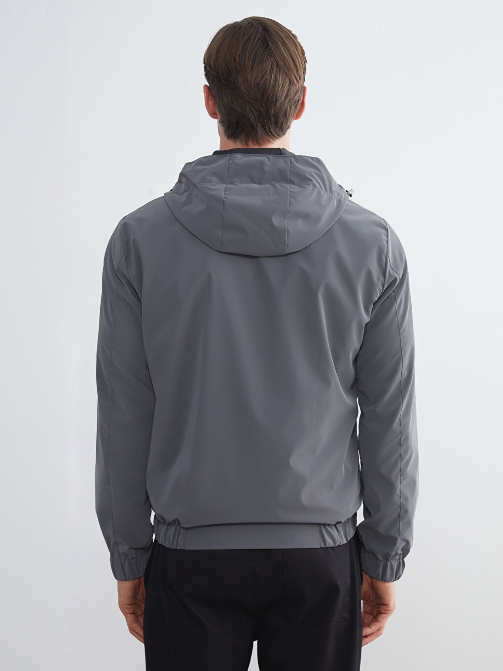 Antrasit Standart Kalıp Kapüşonlu Erkek Mont-4