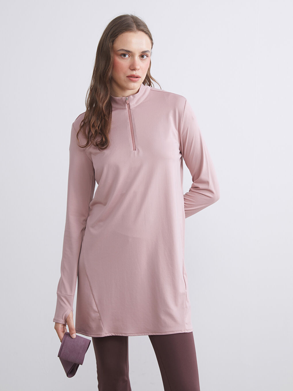 Pembe Dik Yaka Kadın Tunik