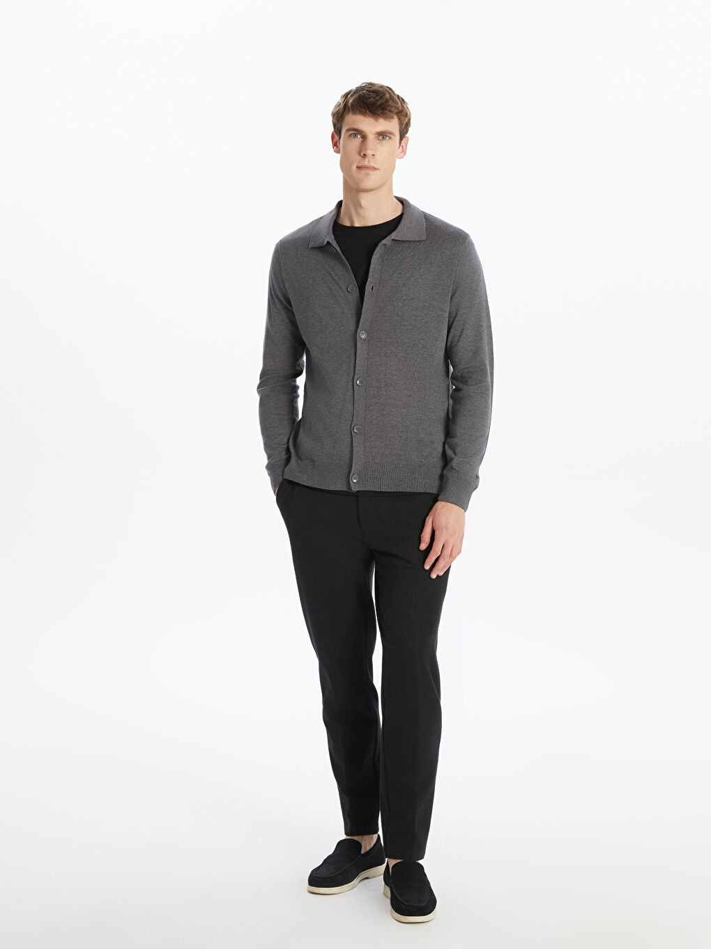 Standard Fit Polo Neck Men's Knitwear Cardigan -S5OO81Z8-DNJ