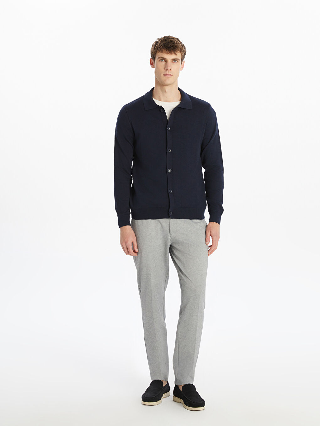 Standard Fit Polo Neck Men's Knitwear Cardigan -S5OO81Z8-RFH