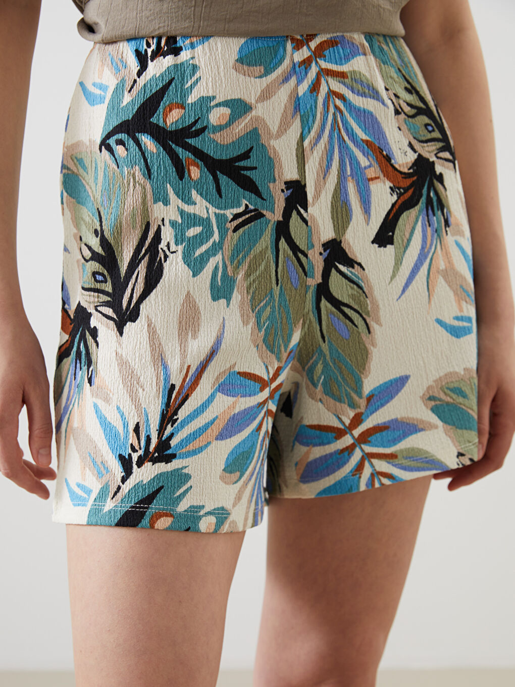 Elasticated Waist Floral Women's Shorts -S5OO87Z8-LRP