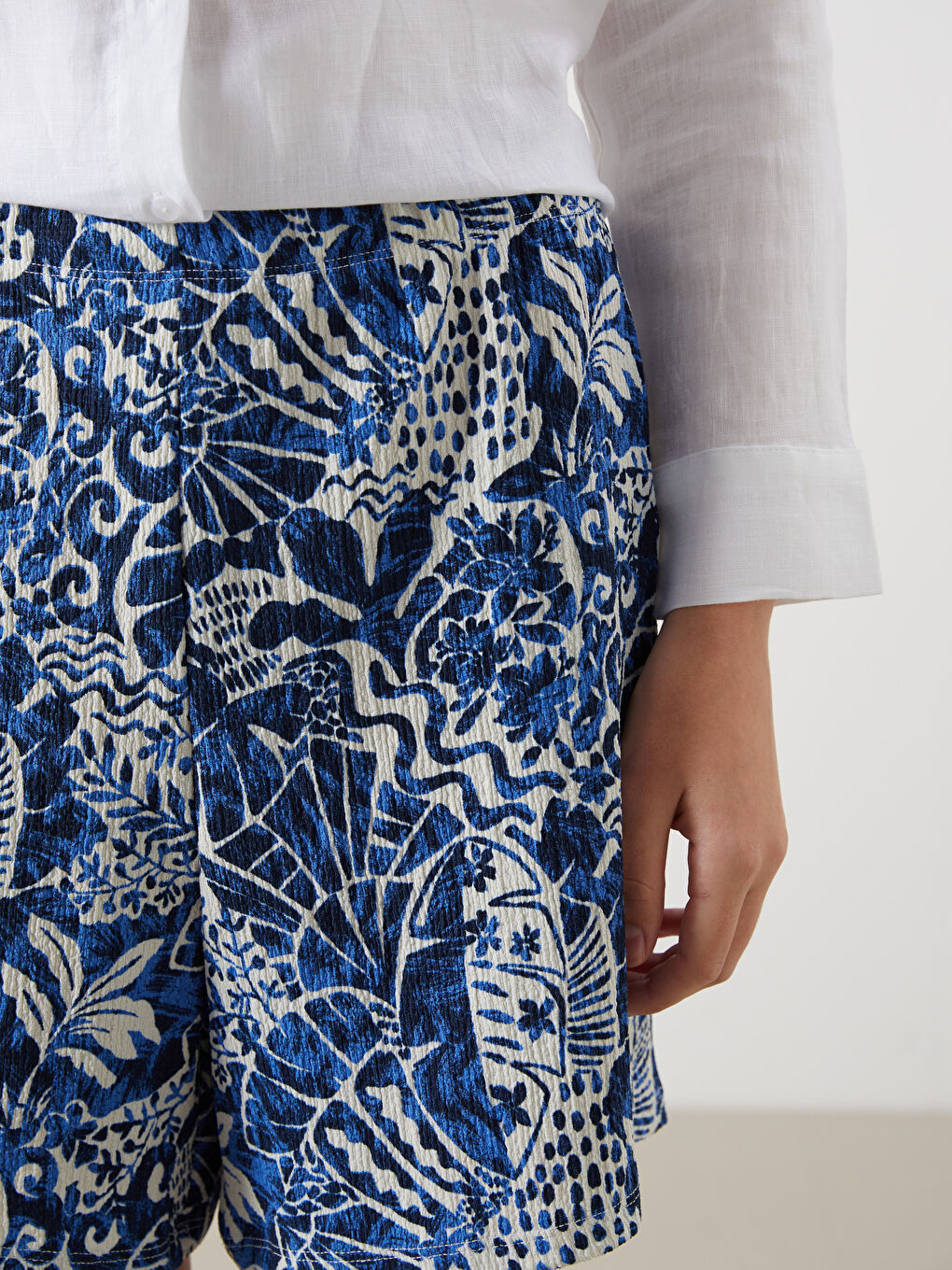 Elasticated Waist Floral Women's Shorts -S5OO87Z8-MRN