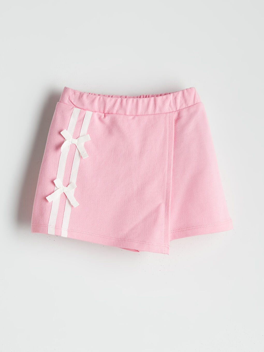 LCW baby Pembe Beli Lastikli Çizgili Kız Bebek Şort
