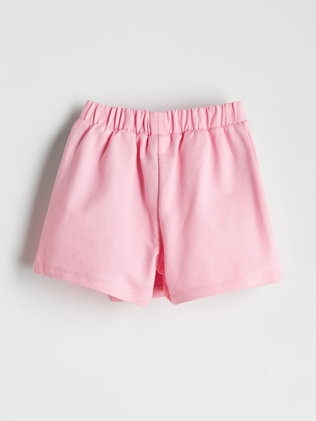 LCW baby Pembe Beli Lastikli Çizgili Kız Bebek Şort - 1