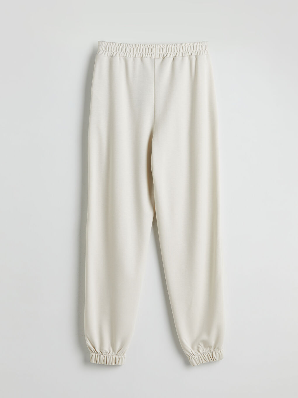 Bej Beli Lastikli Kadın Jogger Eşofman Altı-5