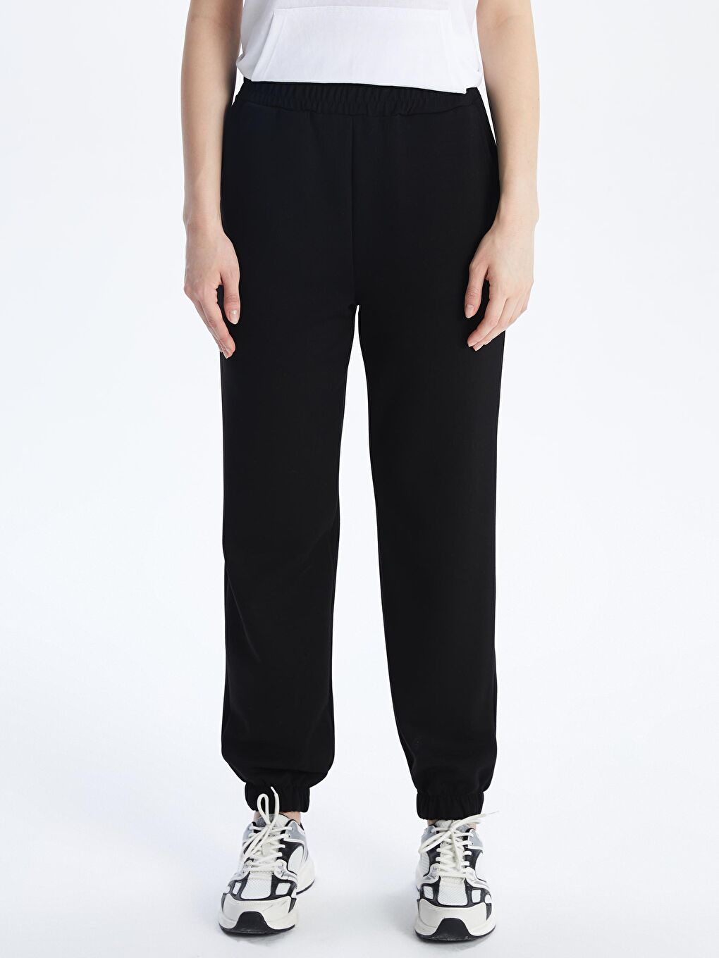 Siyah Beli Lastikli Kadın Jogger Eşofman Altı-1