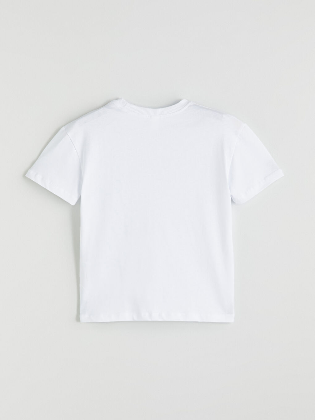 Beyaz Bisiklet Yaka Basic Erkek Çocuk Tişört-2