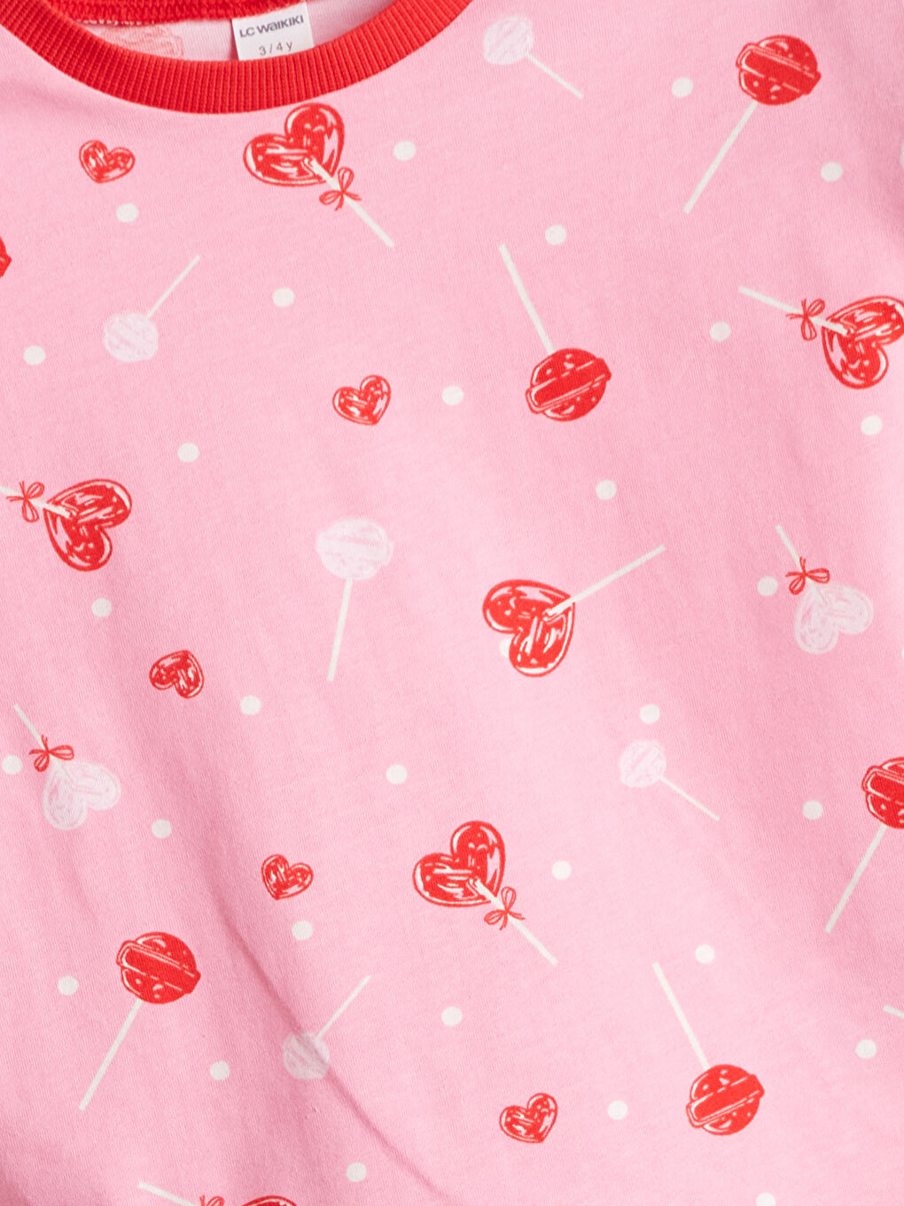 Pembe Kalp Baskılı Kız Bebek Tişört-2