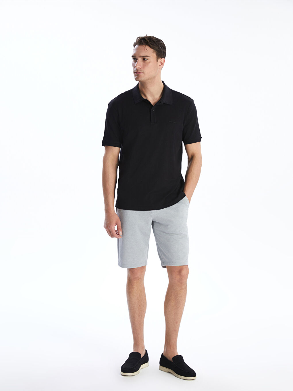 Siyah Polo Yaka Erkek Tişört-1