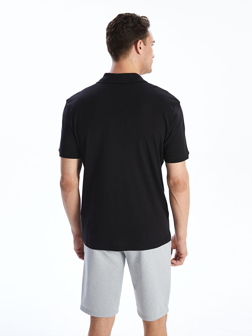 Siyah Polo Yaka Erkek Tişört-3