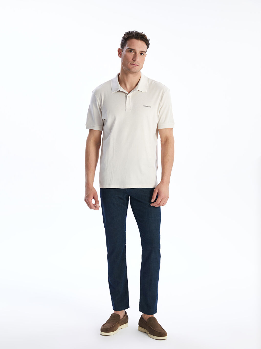 Bej Polo Yaka Erkek Tişört-1