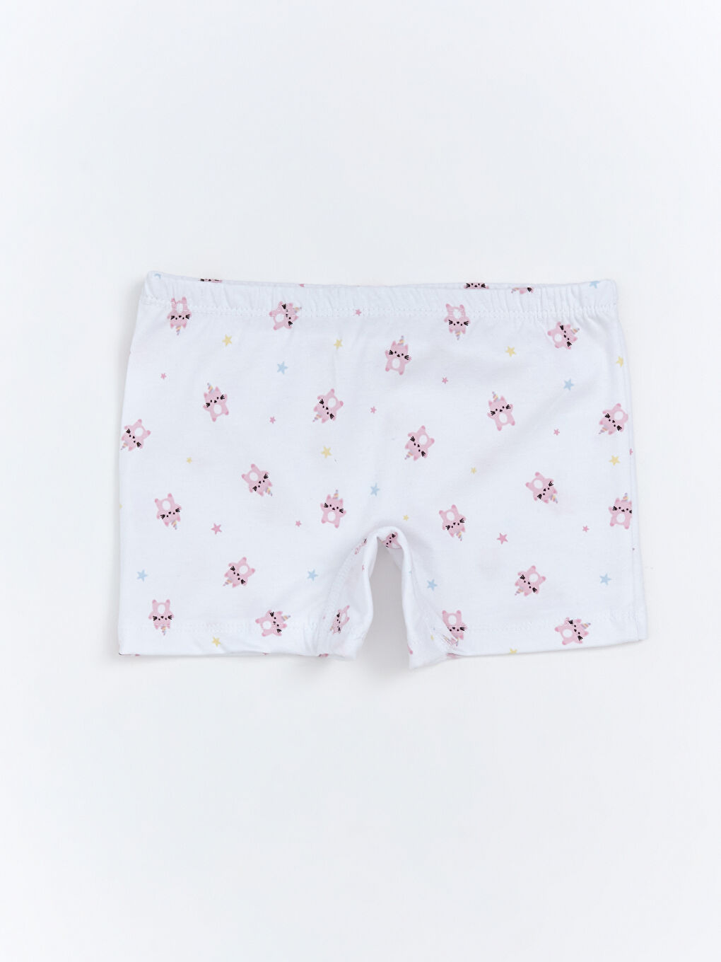 Beyaz Beli Lastikli Baskılı Kız Çcuk Boxer