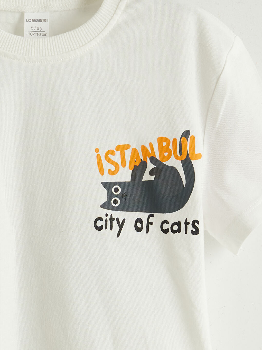 LCW baby Ekru Bisiklet Yaka Yazı Baskılı Erkek Çocuk Tişört - 3
