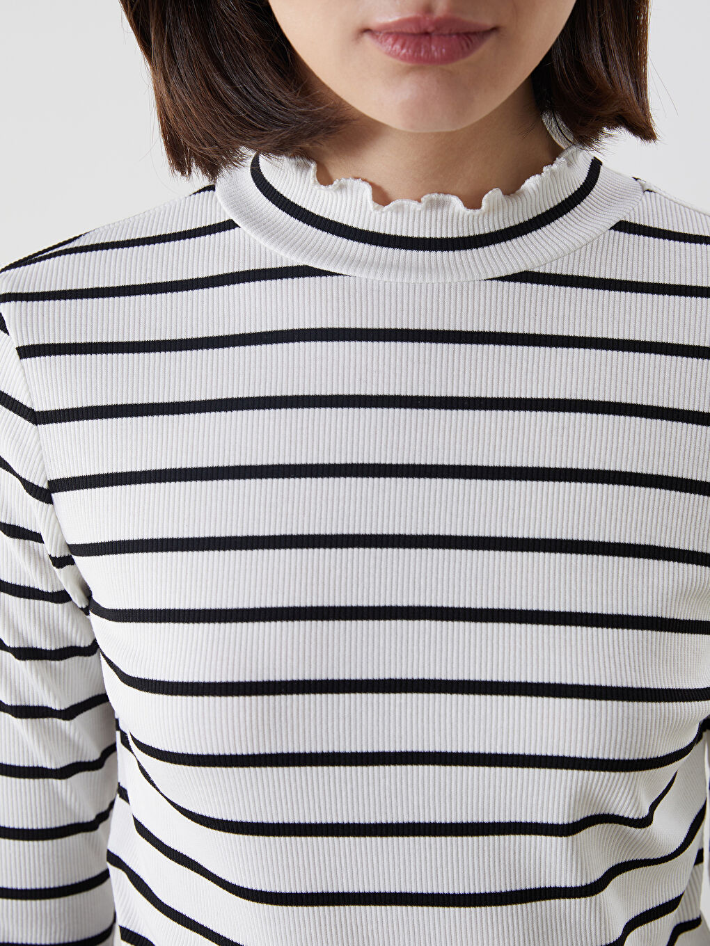 Funnel Neck Striped Women's Body -S5OP87Z8-LEG