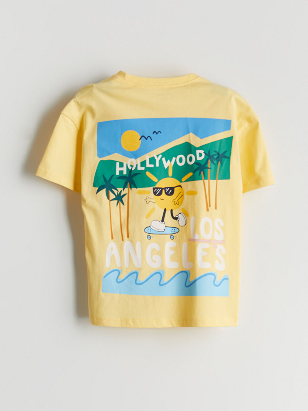 Sarı Bisiklet Yaka Baskılı Erkek Çocuk Tişört-3