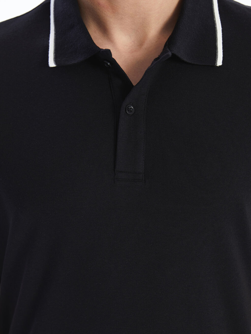 Siyah Polo Yaka Penye Erkek Tişört-2