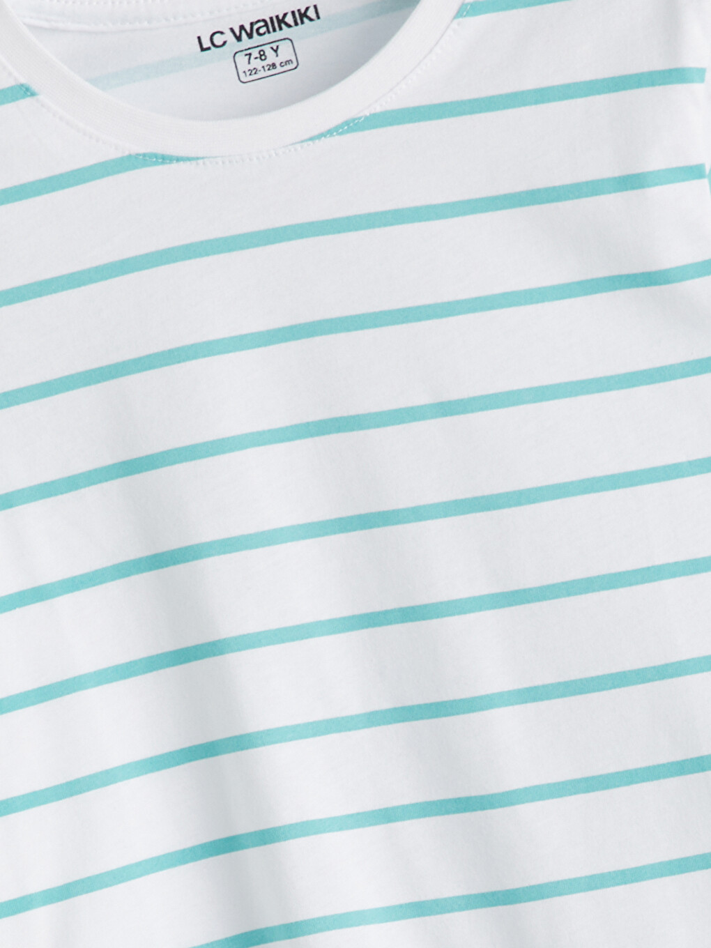 Beyaz Bisiklet Yaka Kısa Kollu Çizgili Erkek Çocuk Pijama Üst-2