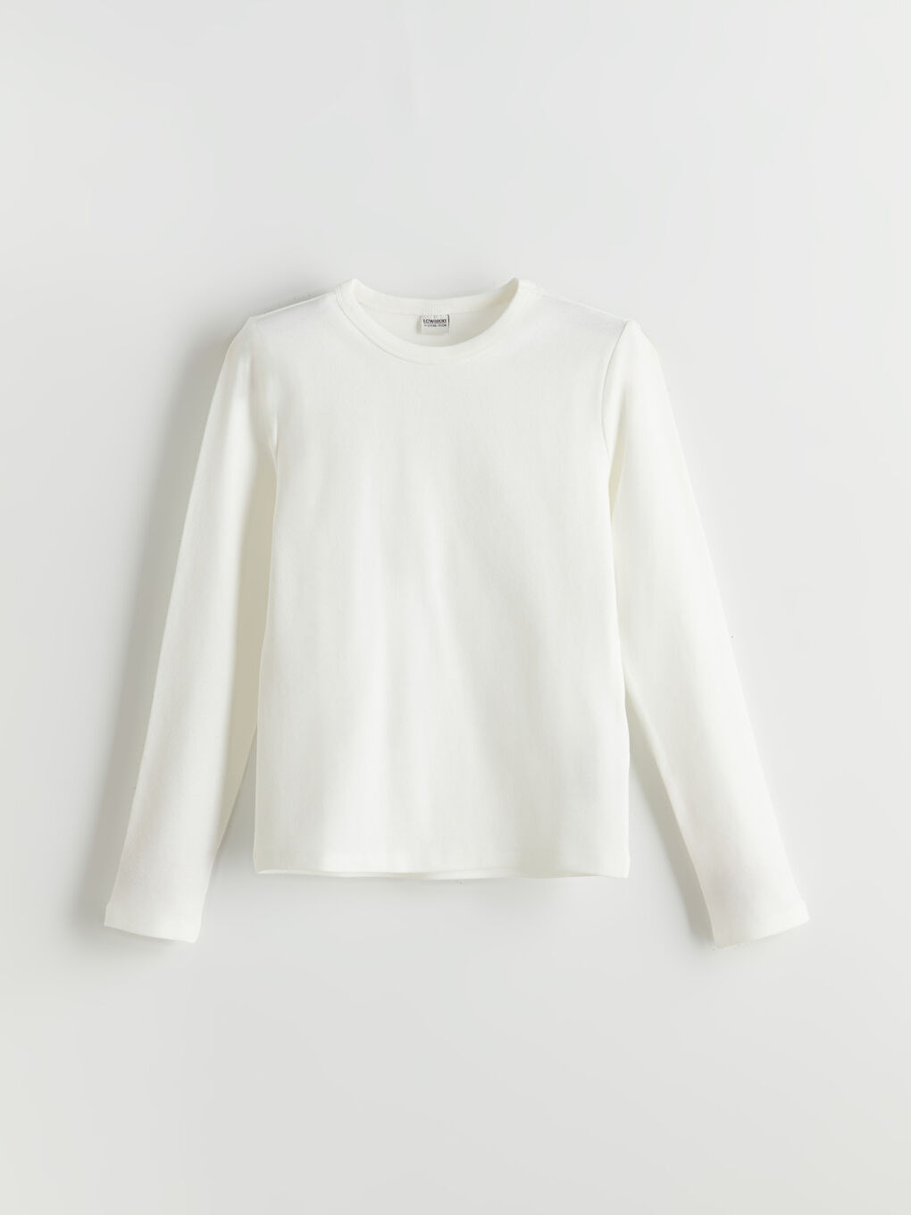 Ekru Bisiklet Yaka Basic Kız Çocuk Tişört