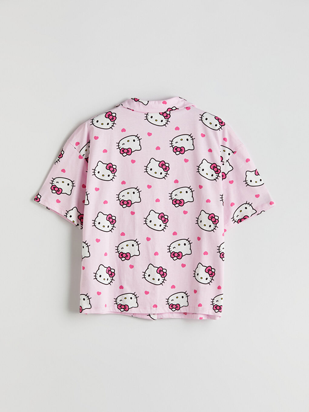 Collared Neck Hello Kitty Printed Women's Pyjama Set -S5OQ53Z8-LT4