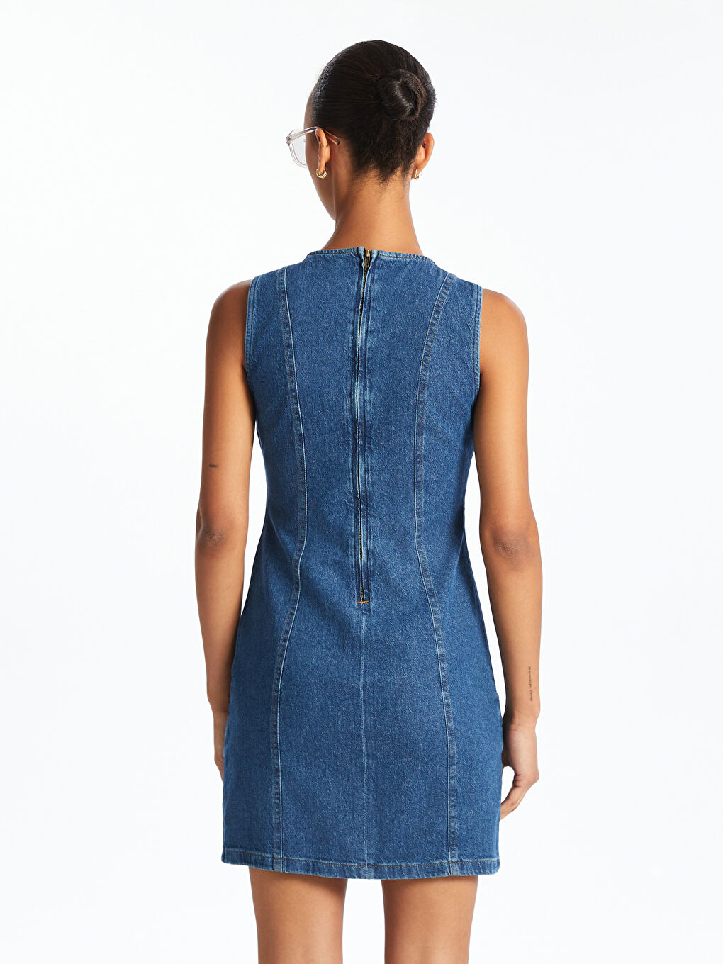 LCW Vision Crew Neck Mini Denim Dress -S5OQ64Z8-311