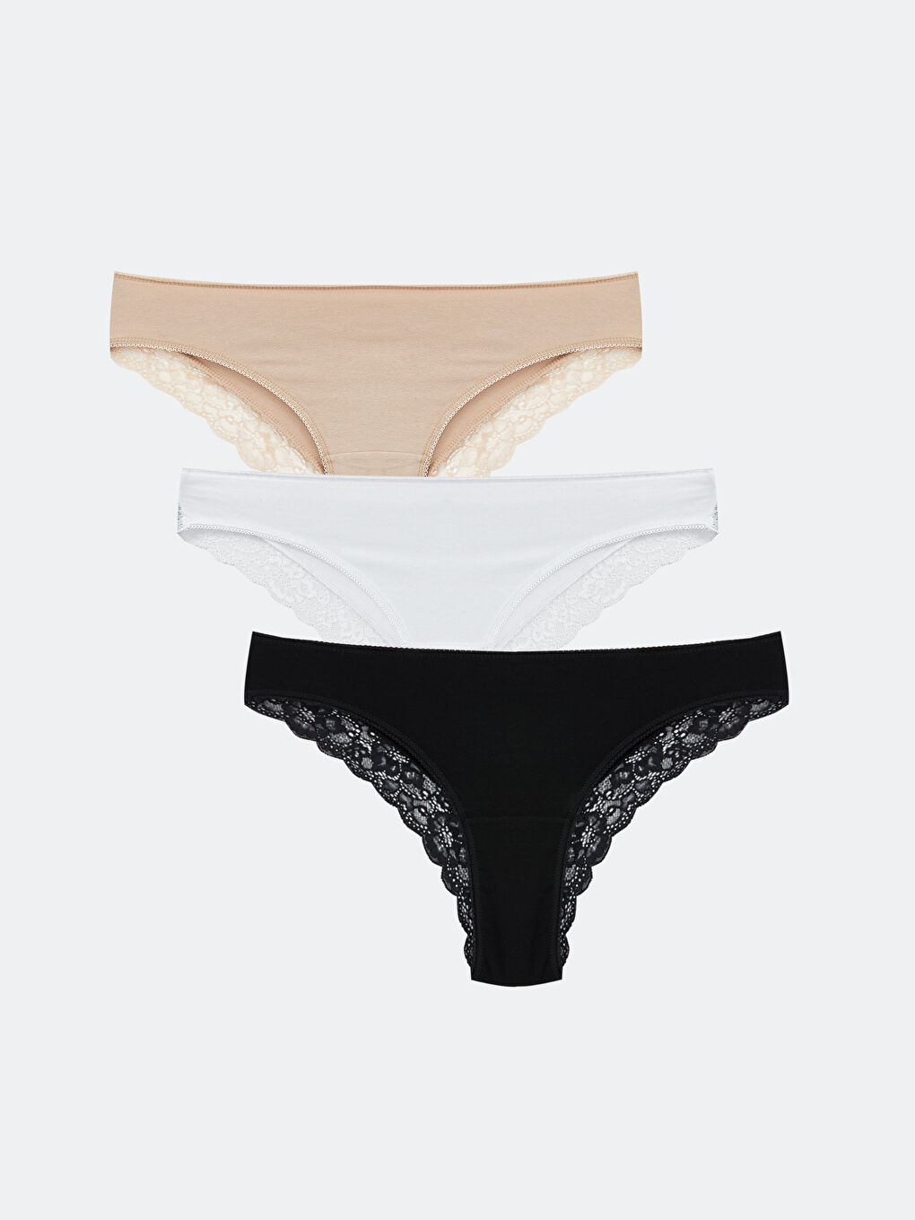 Lace Detail Brazilian Knickers 3-Pack