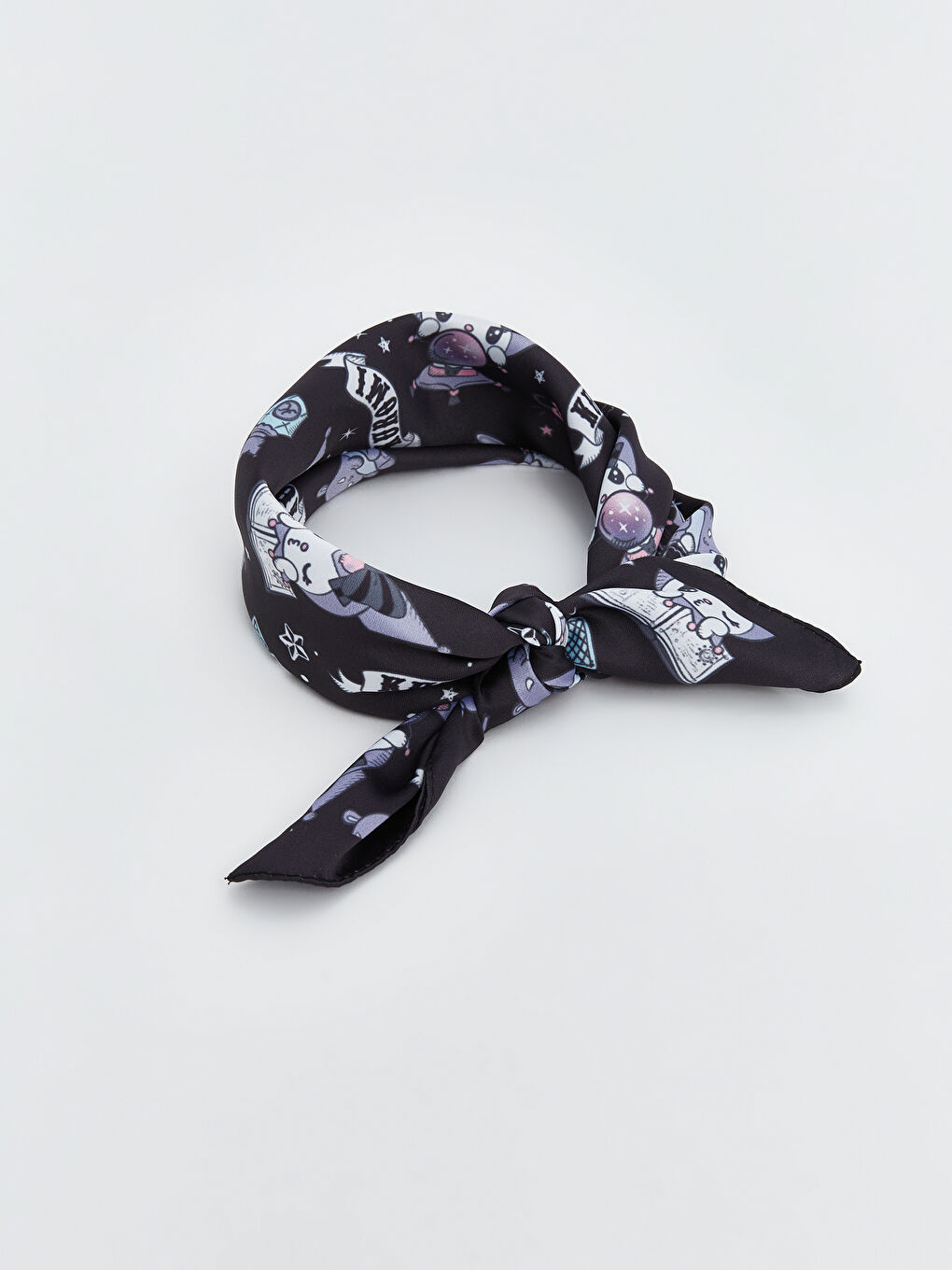 Siyah Kuromi Baskılı Kız Çocuk Fular