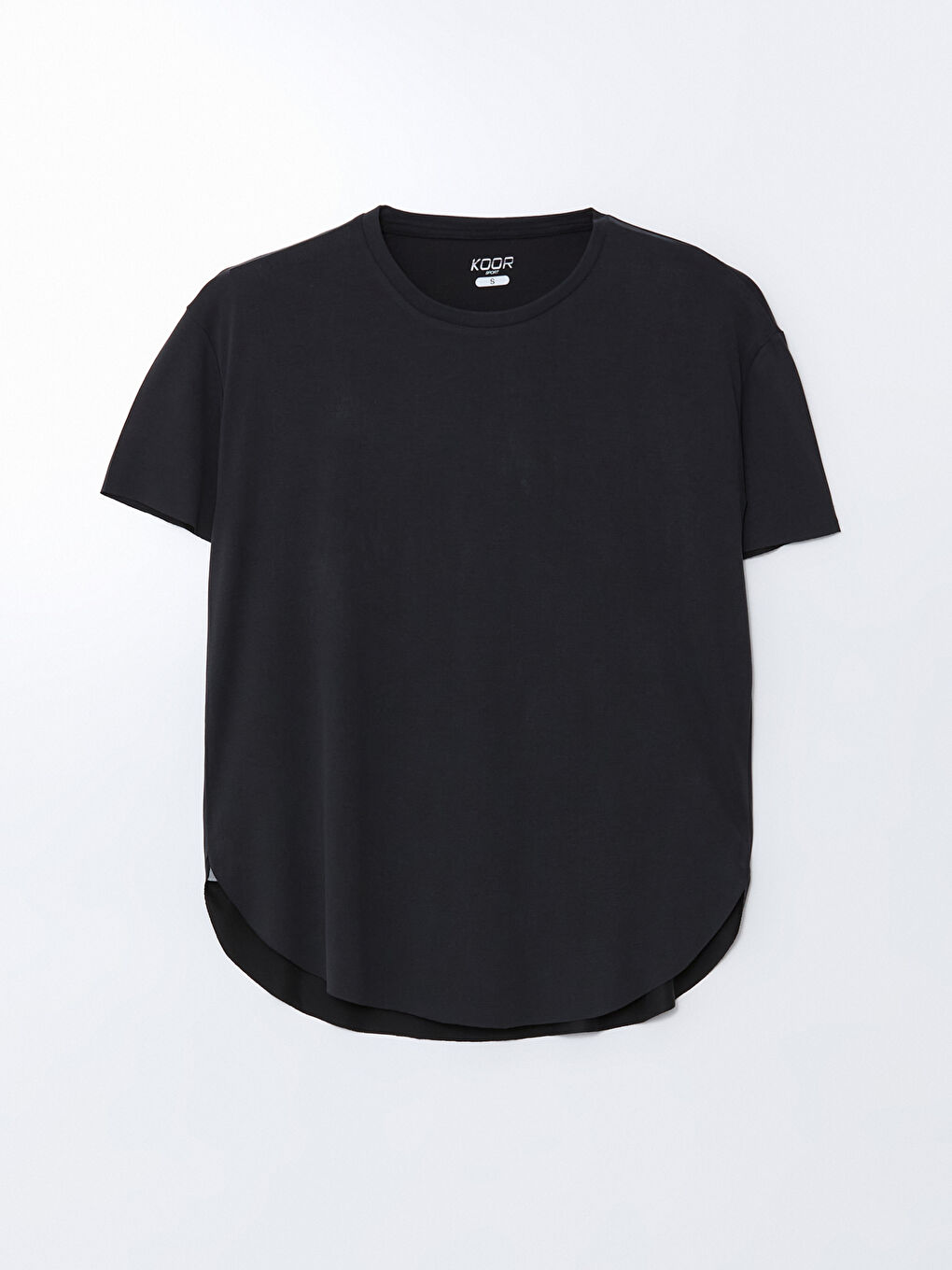 Siyah Bisiklet Yaka Modal Karışımlı Kadın Spor Tişört-4