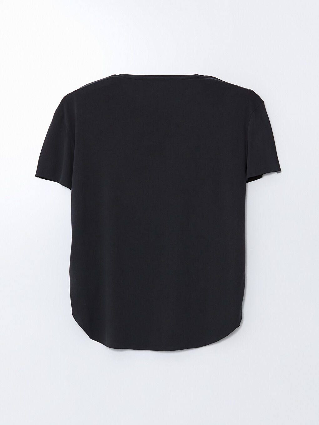 Siyah Bisiklet Yaka Modal Karışımlı Kadın Spor Tişört-5