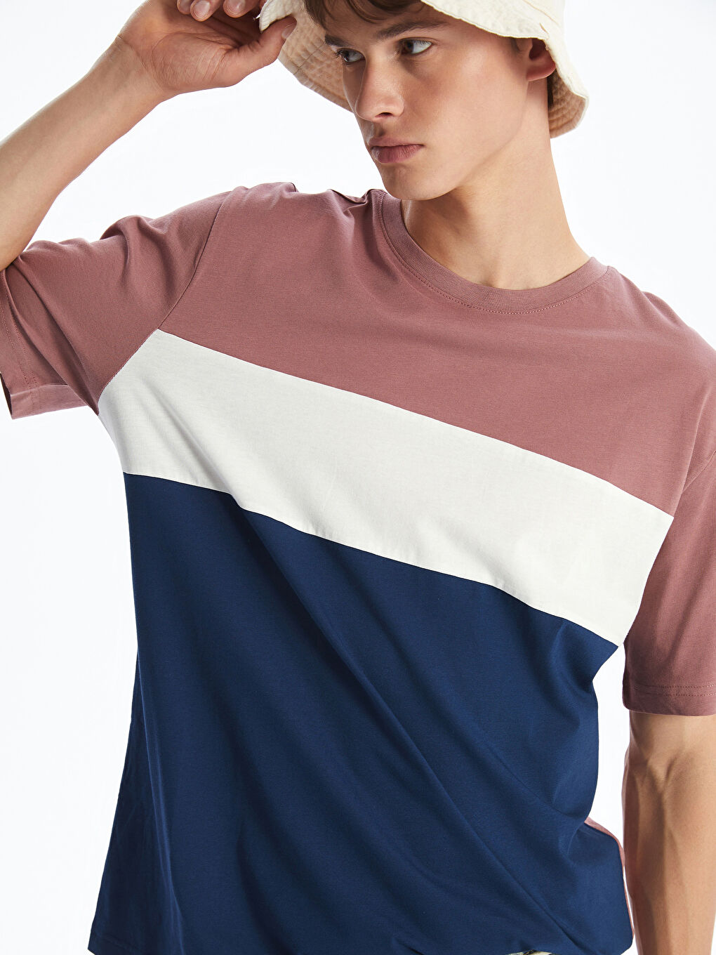 XSIDE Crew Neck Color Block Jersey Men's T-Shirt -S5OQ93Z8-S8C