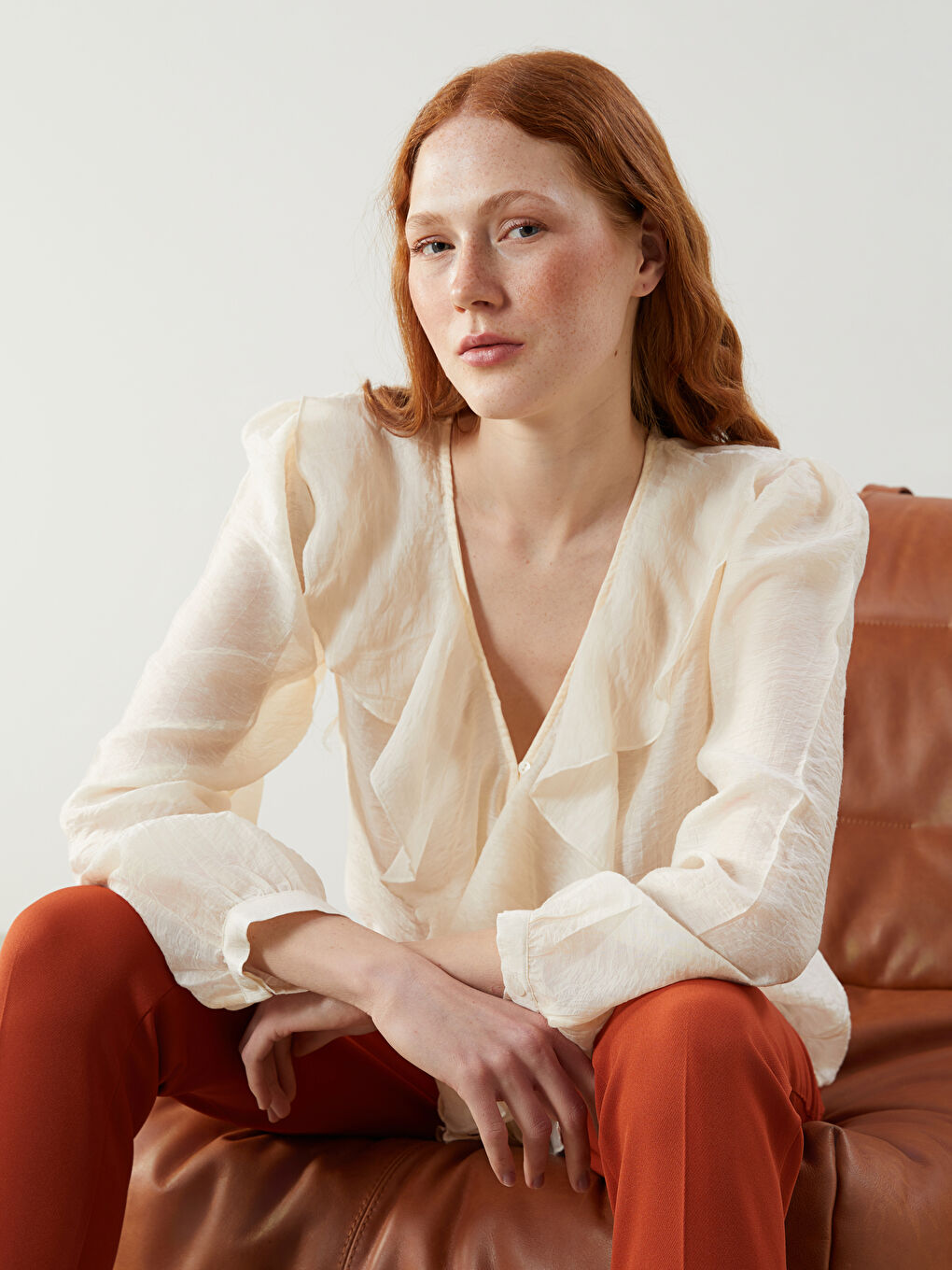 LCW Vision V Neck Women's Blouse -S5OR02Z8-R9J
