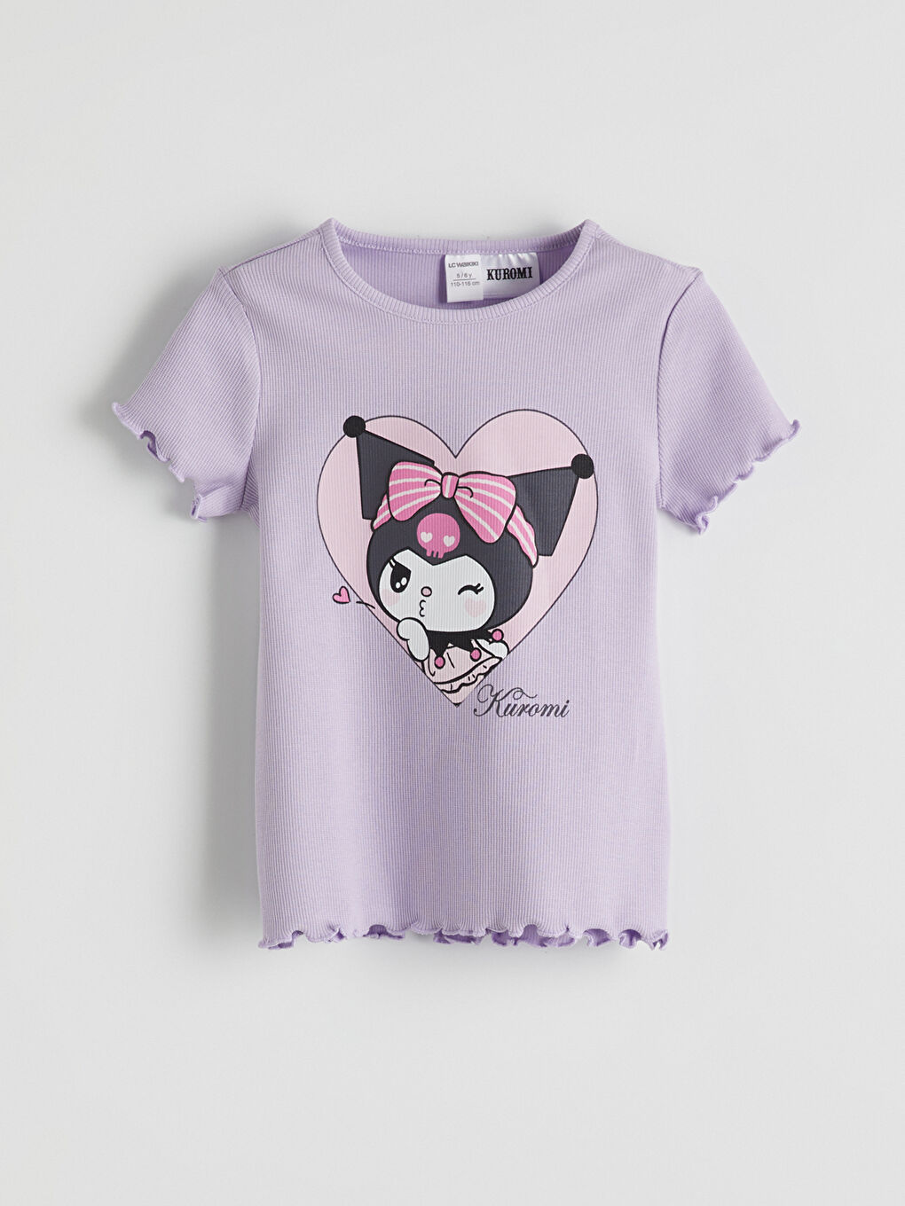 Crew Neck Kuromi Printed Girls' T-Shirt -S5OR22Z1-G0W