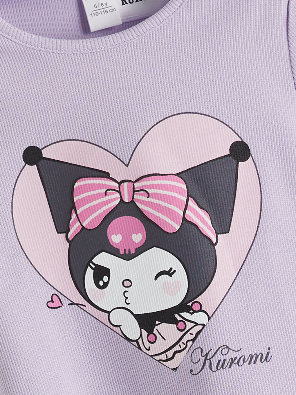 Crew Neck Kuromi Printed Girls' T-Shirt -S5OR22Z1-G0W