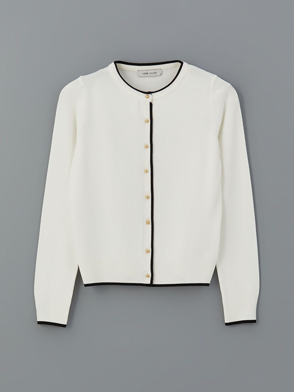 Ekru Bisiklet Yaka Kadın Triko Hırka-4