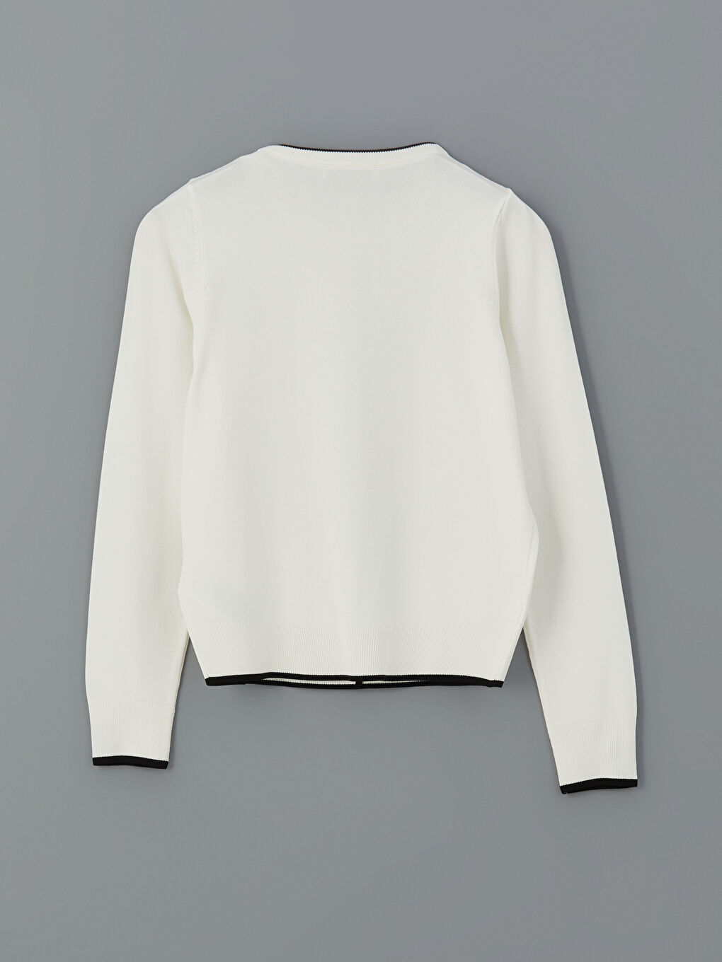 Ekru Bisiklet Yaka Kadın Triko Hırka-5