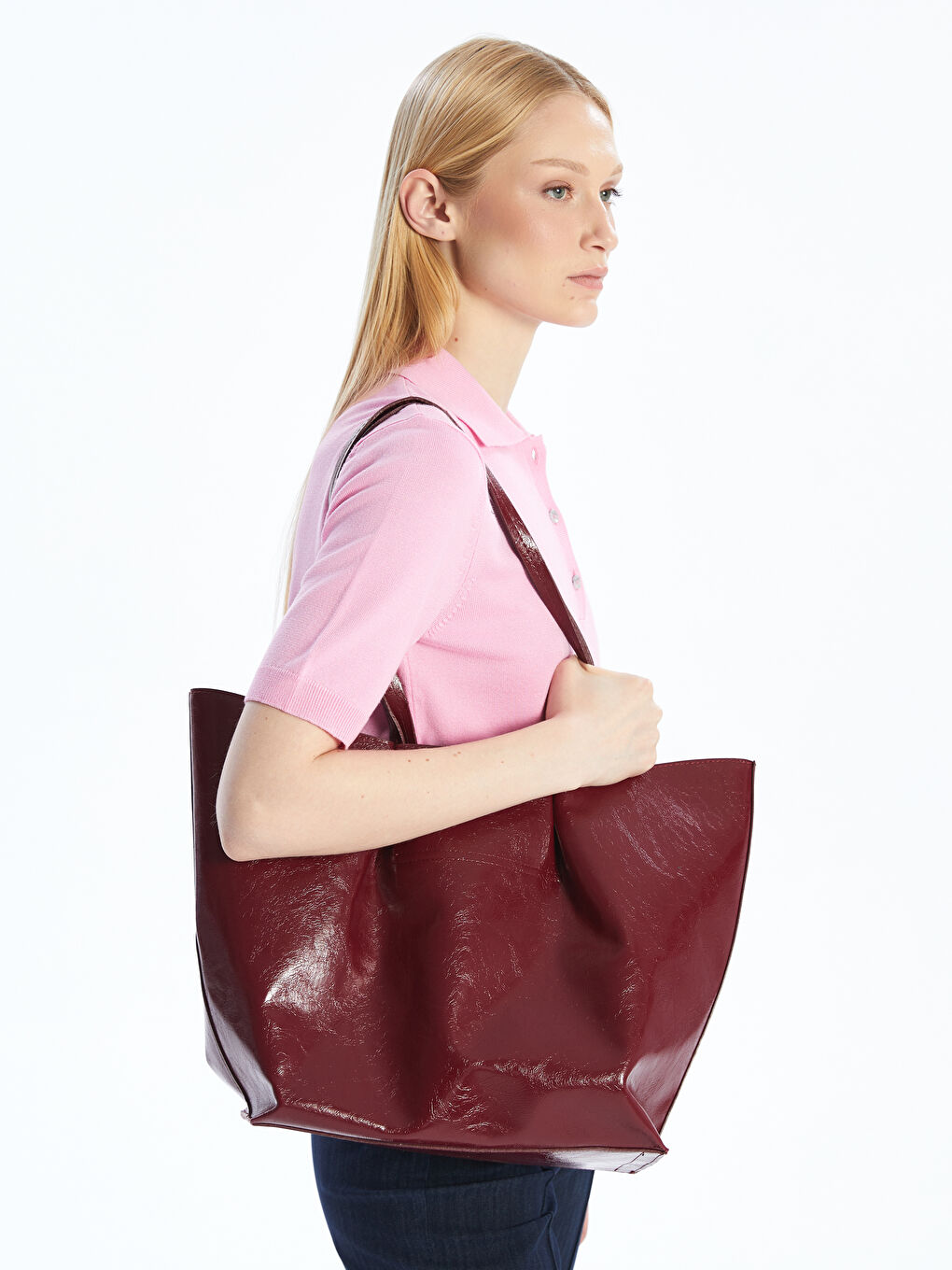 LCW ACCESSORIES Bordo Deri Görünümlü Kadın Omuz Çantası