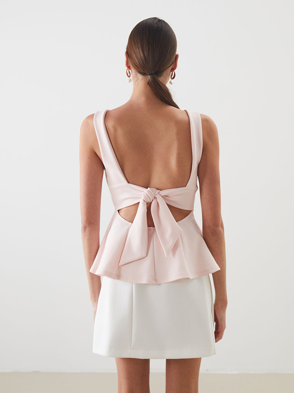 Slash Neck Peplum Blouse -S5OR45Z8-FR6