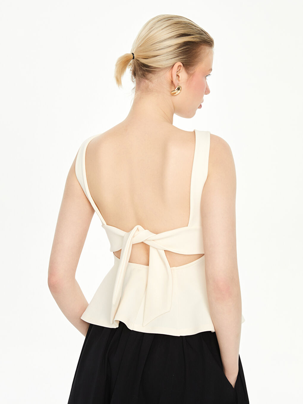 Slash Neck Peplum Blouse -S5OR45Z8-KXP