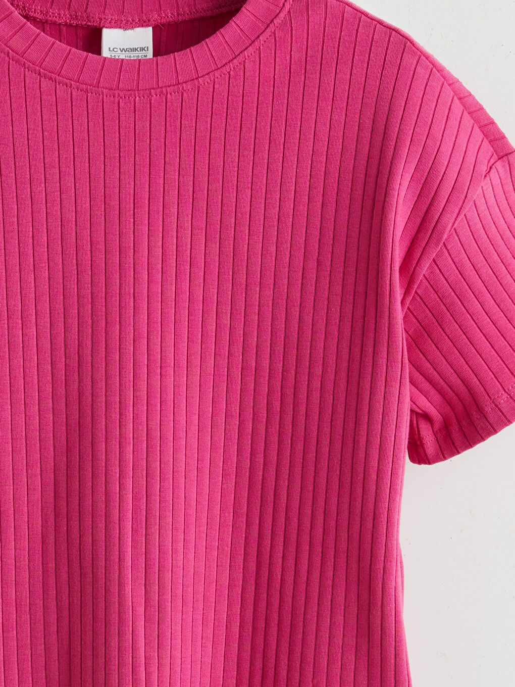 Fuşya Bisiklet Yaka Kız Çocuk Pijama Üst-2