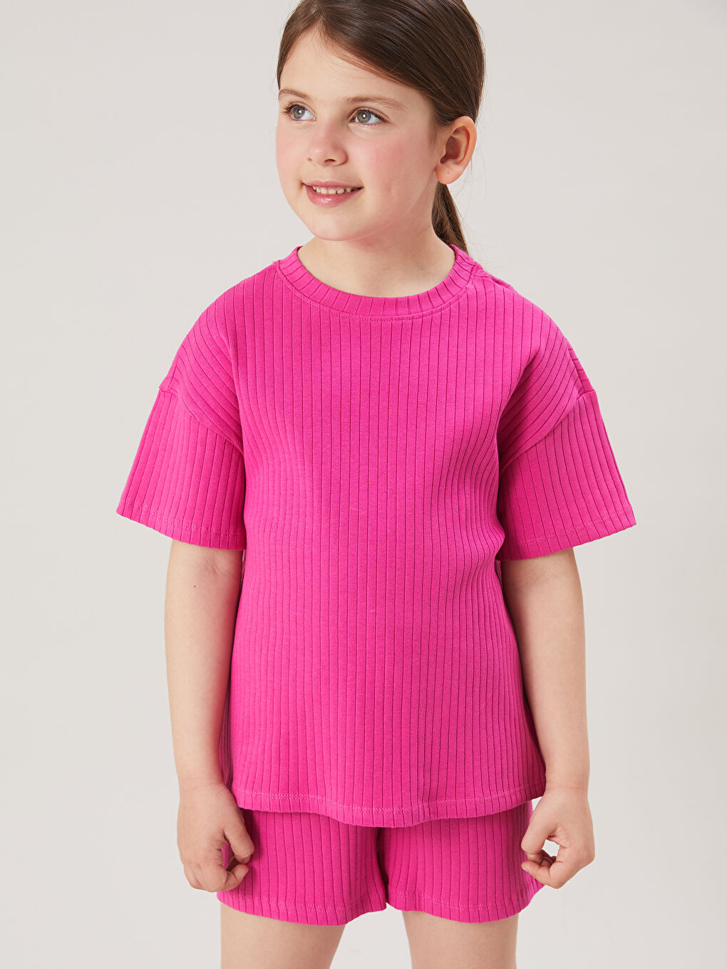 Crew Neck Girls' Shortie Pyjama Set -S5OR51Z4-H0Q