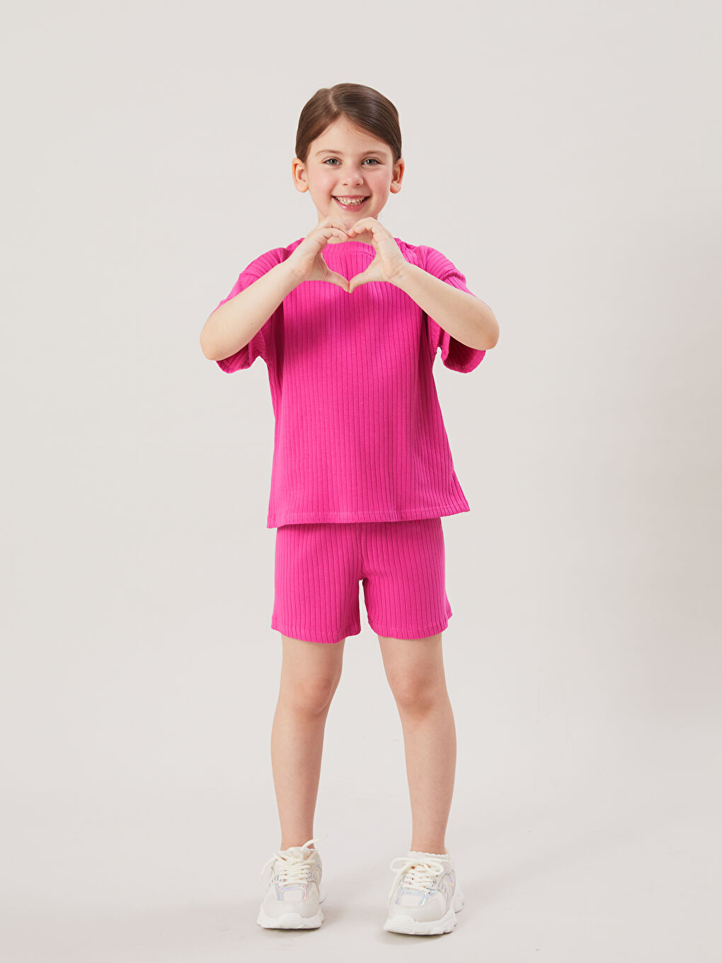Crew Neck Girls' Shortie Pyjama Set -S5OR51Z4-H0Q