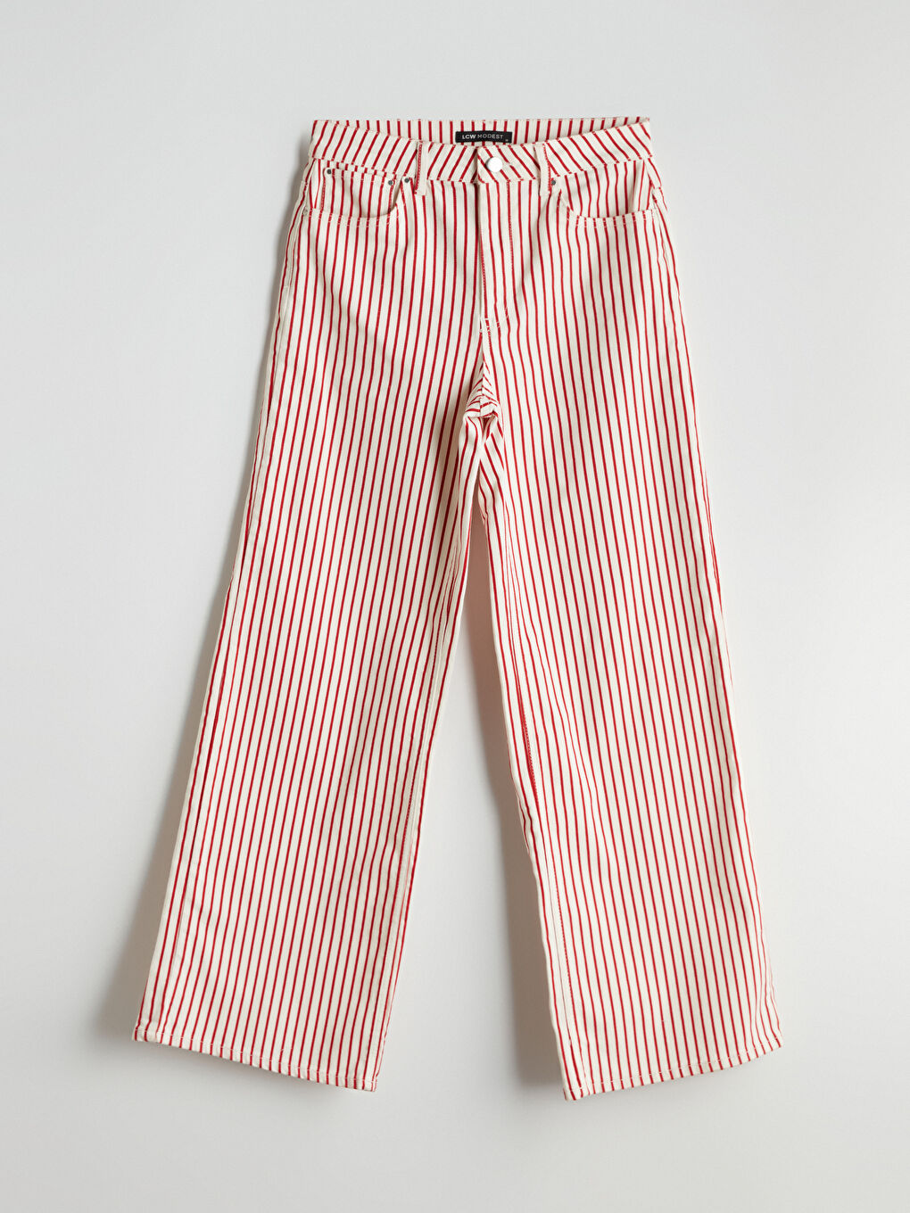 LCW Modest Kirmizi Çizgili Wideleg Kadın Jean Pantolon - 4